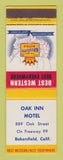 Matchbook Cover - Best Western Oak Inn Motel Bakersfield CA