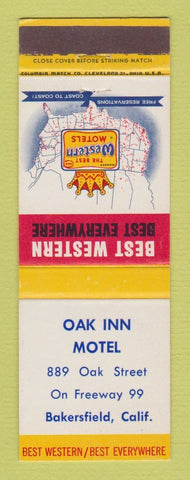 Matchbook Cover - Best Western Oak Inn Motel Bakersfield CA