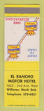 Matchbook Cover - Best Western El Rancho Motor Hotel Williston ND