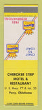 Matchbook Cover - Best Western Cherokee Strip Motel Restaurant Perry OK