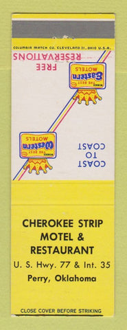 Matchbook Cover - Best Western Cherokee Strip Motel Restaurant Perry OK
