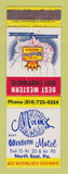 Matchbook Cover - Best Western Mums Motel North East PA