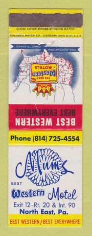 Matchbook Cover - Best Western Mums Motel North East PA