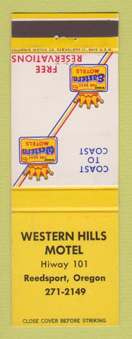 Matchbook Cover - Best Western Western Hills Motel Reedsport OR