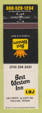 Matchbook Cover - Best Western LBJ Dallas TX