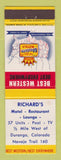 Matchbook Cover - Best Western Richard's Motel Restaurant Durango Colorado