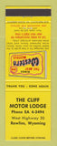 Matchbook Cover - Best Western Cliff Motor Lodge Rawlins WY