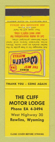 Matchbook Cover - Best Western Cliff Motor Lodge Rawlins WY