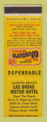 Matchbook Cover - Best Western Las Ondas Motor Lodge Laguna Beach CA