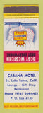Matchbook Cover - Best Western Cabana Motel South Lake Tahoe CA