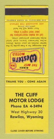 Matchbook Cover - Best Western Cliff Motor Lodge Rawlins WY