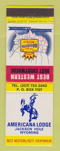 Matchbook Cover - Best Western Americana Lodge Jackson Hole WY