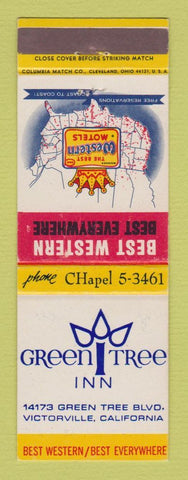 Matchbook Cover - Best Western Green Tree Inn Victorville CA