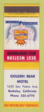 Matchbook Cover - Best Western Golden Bear Motel Berkeley CA