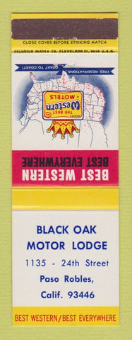 Matchbook Cover - Best Western Black Oak Motor Lodge Paso Robles CA