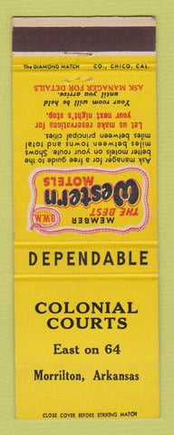 Matchbook Cover - Best Western Colonial Courts Morrilton AR