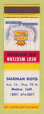 Matchbook Cover - Best Western Sandman Motel Madera CA