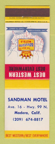 Matchbook Cover - Best Western Sandman Motel Madera CA