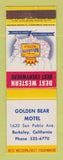 Matchbook Cover - Best Western Golden Bear Motel Berkeley CA