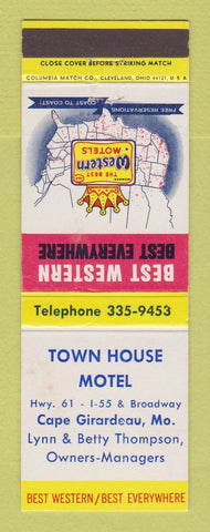 Matchbook Cover - Best Western Town House Motel Cape Girardeau MO