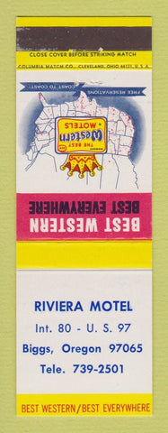 Matchbook Cover - Best Western Riviera Motel Biggs OR