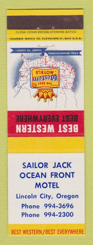 Matchbook Cover - Best Western Sailor Jack Ocean Front Motel Lincoln City OR