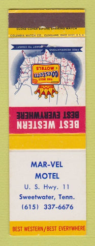 Matchbook Cover - Best Western Mar Vel Motel Sweetwater TN