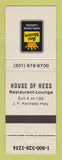 Matchbook Cover - Best Western House of Hess Edgewood MD