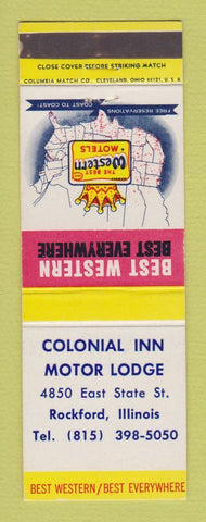 Matchbook Cover - Best Western Colonial Inn Motor Lodge Rockford IL