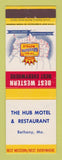 Matchbook Cover - Best Western The Hub Motel Restaurant Bethany MO