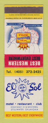 Matchbook Cover - Best Western El Sol Motel Stillwater OK