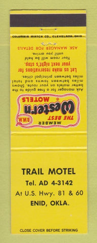 Matchbook Cover - Best Western Trail Motel Enid OK