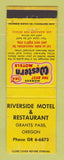 Matchbook Cover - Best Western Riverside Motel Grants Pass OR