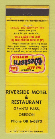 Matchbook Cover - Best Western Riverside Motel Grants Pass OR