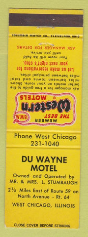 Matchbook Cover - Best Western Du Wayne Motel West Chicago IL