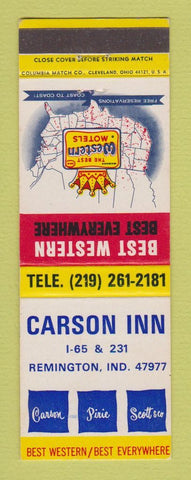 Matchbook Cover - Best Western Carson Inn Remington IN Carson Pirie Scott