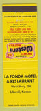 Matchbook Cover - Best Western La Fonda Motel Restaurant Liberal KS