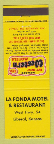 Matchbook Cover - Best Western La Fonda Motel Restaurant Liberal KS