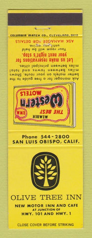Matchbook Cover - Best Western Olive Tree Inn San Luis Obispo CA