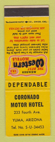 Matchbook Cover - Best Western Coronado Motor Hotel Yuma AZ