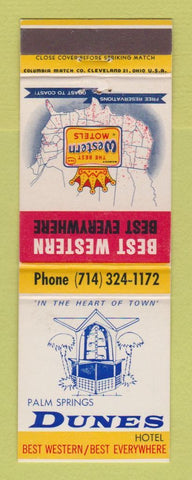 Matchbook Cover - Best Western Dunes Hotel Palm Springs CA