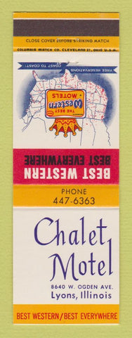 Matchbook Cover - Best Western Chalet Motel Lyons IL