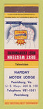 Matchbook Cover - Best Western Hapiday Motor Lodge Pearisburg VA