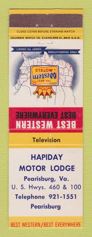 Matchbook Cover - Best Western Hapiday Motor Lodge Pearisburg VA