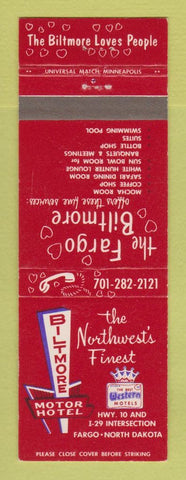Matchbook Cover - Best Western Fargo ND Biltmore