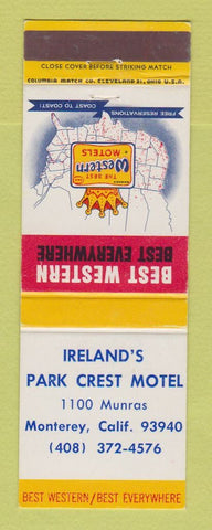 Matchbook Cover - Best Western Ireland's Park Crest Motel Monterey CA