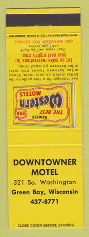 Matchbook Cover - Best Western Downtowner Motel Green Bay WI