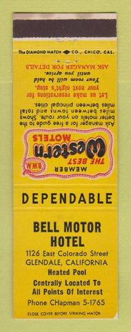 Matchbook Cover - Best Western Bell Motor Hotel Glendale CA