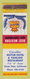 Matchbook Cover - Best Western Cavalier Motor Hotel Pancakes Chula Vista CA