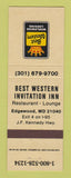 Matchbook Cover - Best Western Invitation Inn Edgewood MD